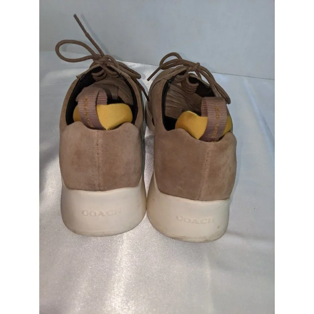 COACH Men's Citysole Derby Suede Sneakers Shoes In ELM Light Brown Size 10 D